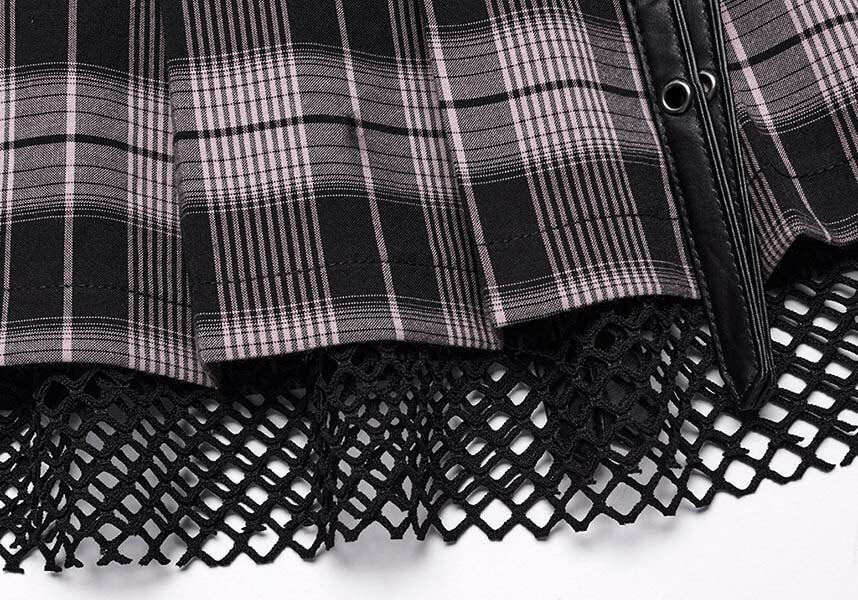 Quinn Baby Pink and Black Tartan Mini Skirt for Women - A Playful Fashion Statement