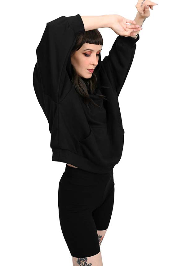 Foxblood's Cozy Oversized Crop Hoodie - The Ultimate Comfort Piece