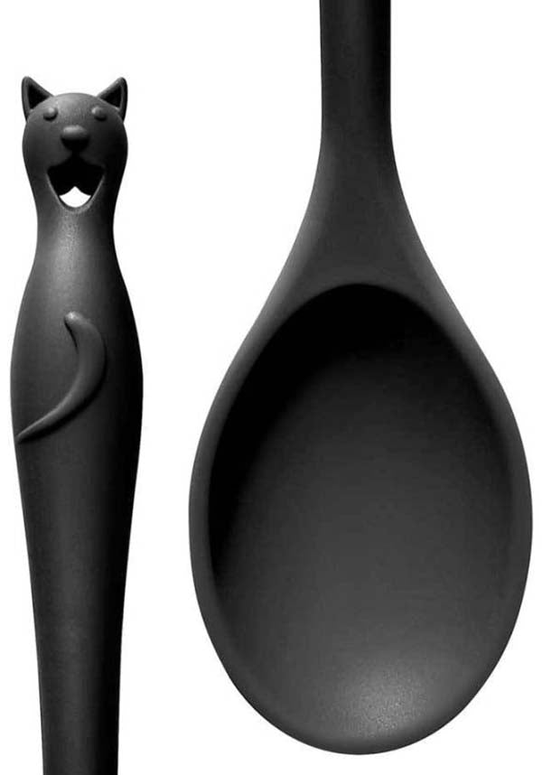 ALCHEMY GOTHIC Black Cat Handle Silicone Kitchen Spoon