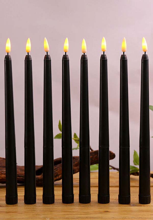 Black LED Taper Candle Set with Remote Control for Sophisticated Ambiance