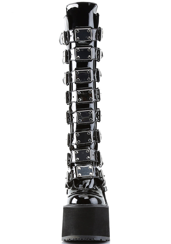 PREORDER: Black Patent SWING-815 Platform Goth Punk Knee Boots