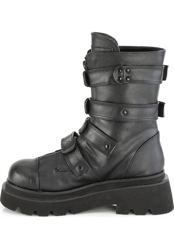 RENEGADE-55 Black Calf High Strappy Boots - Preorder Available
