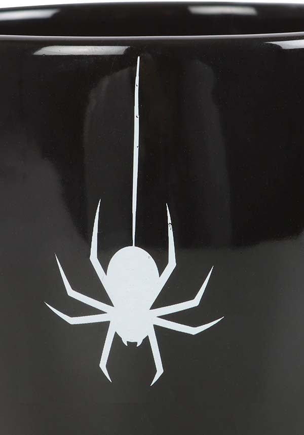 Gothic Style Black Spider-Printed Delicate Teacup