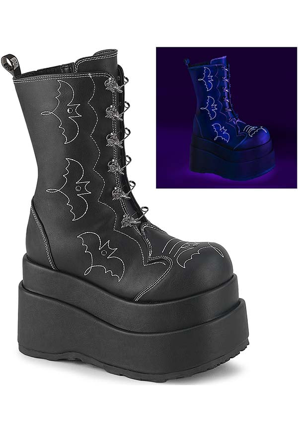 BEAR-182 Black Platform Mid-Calf Boots - Preorder for Alternative Footwear