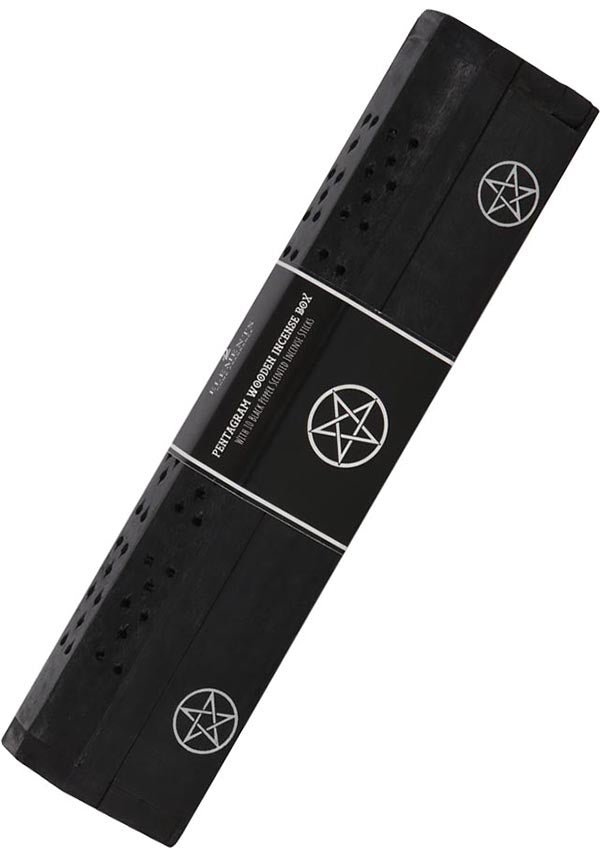 Pentagram-printed Mango Wood Incense Box Set with Black Pepper Fragranced Incense Sticks