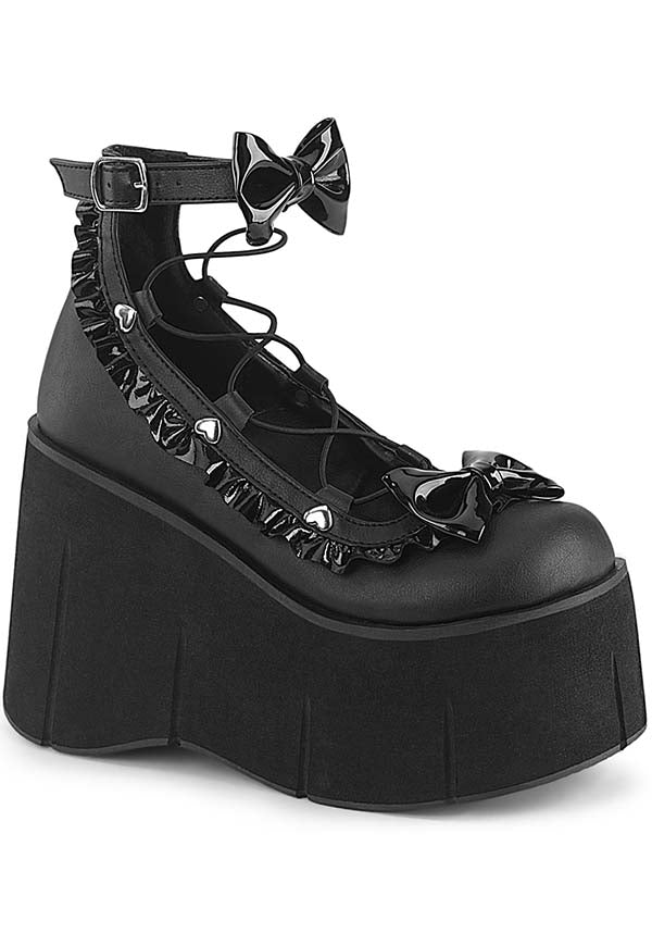 PREORDER: Black KERA-18 Platform Wrap-Around Ankle Strap Shoes