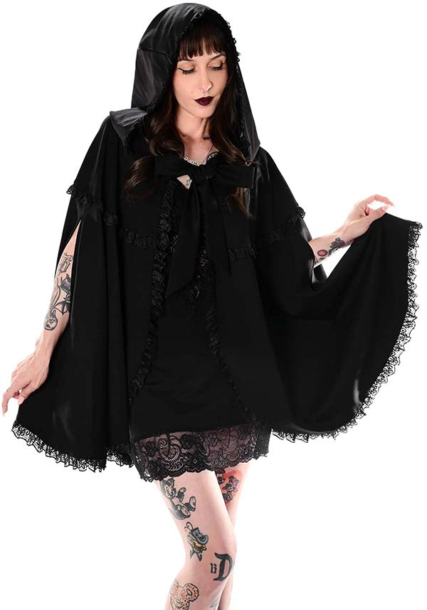 Foxblood Kiki Lace Trimmed Flowy Cape for All Seasons