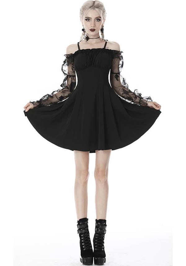 Gothic Lacey Off-Shoulder Dress with Corset Back