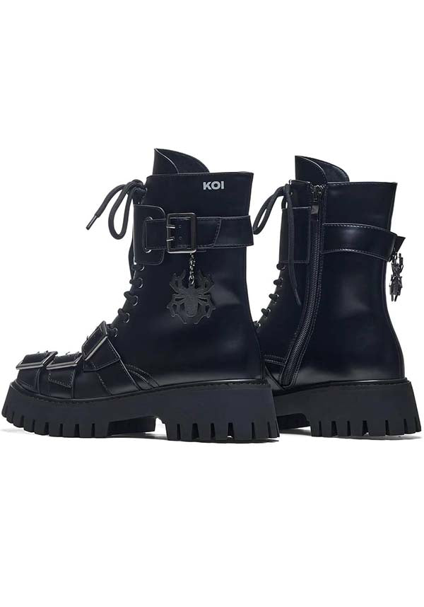 The Enigmatic Curse Of The Black Widow Gothic Style Boots by Koi Footwear