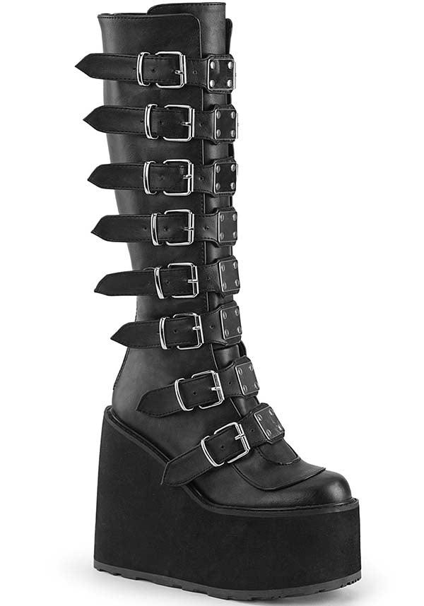 Black SWING-815 Platform Goth Punk Pre-order Knee Boots
