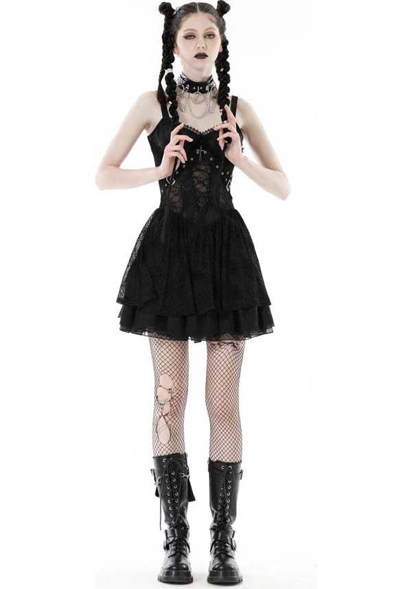 Edgy Punk Style Spider Mesh Women's Dress