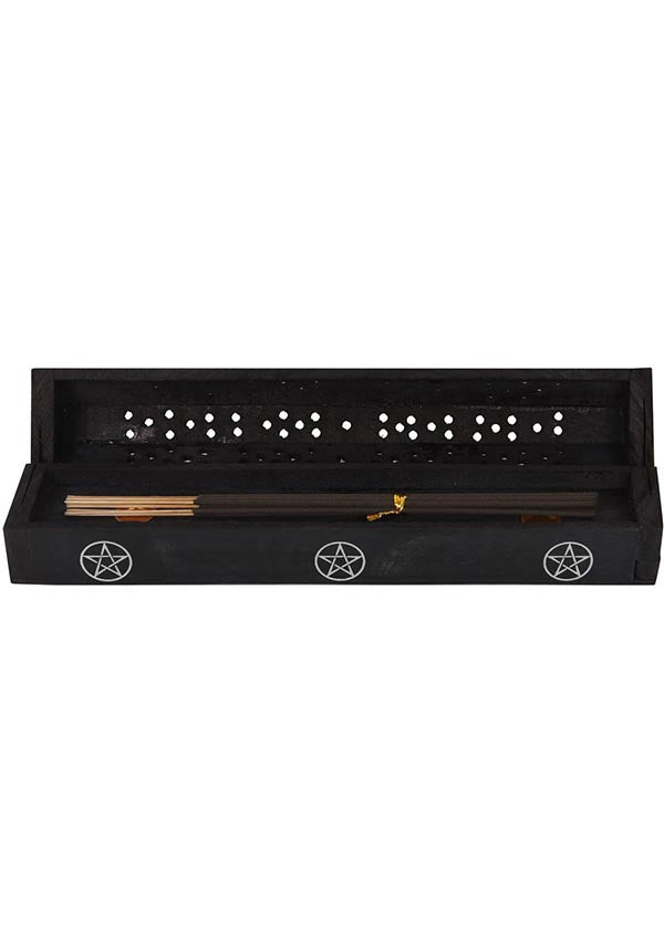 Pentagram-printed Mango Wood Incense Box Set with Black Pepper Fragranced Incense Sticks