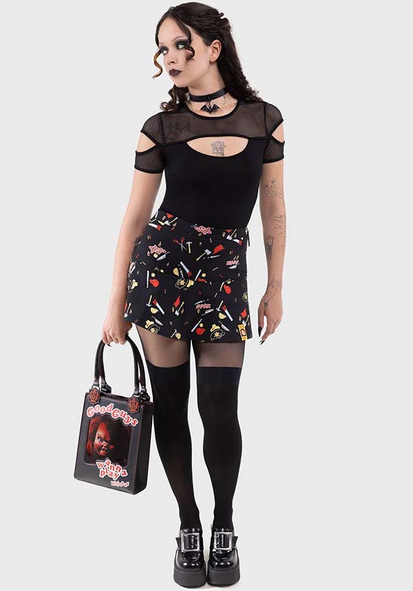 It's Time for Fun - Chucky Licensed Mini Skirt for Playful Fashion