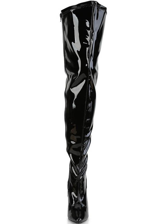 SEDUCE-3000WC Black Pattern Wide Calf Pre-order Thigh High Boots for Fashion Enthusiasts