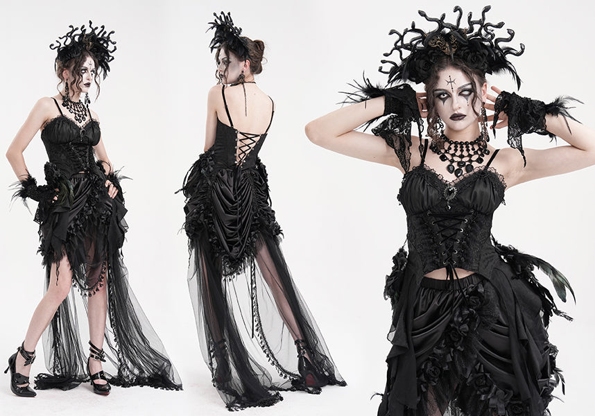Devil Fashion Laced Briar Gothic Corset Top for Dark Romantics