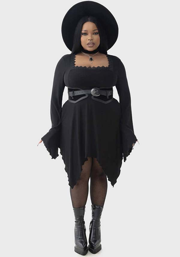 Soft and Stretch Lacerated Mini Dress with Lace Trim