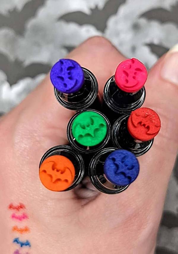 Red Rainbow Bat Stamp and Eyeliner Makeup Product - Inspired by Ashley Hay's Design