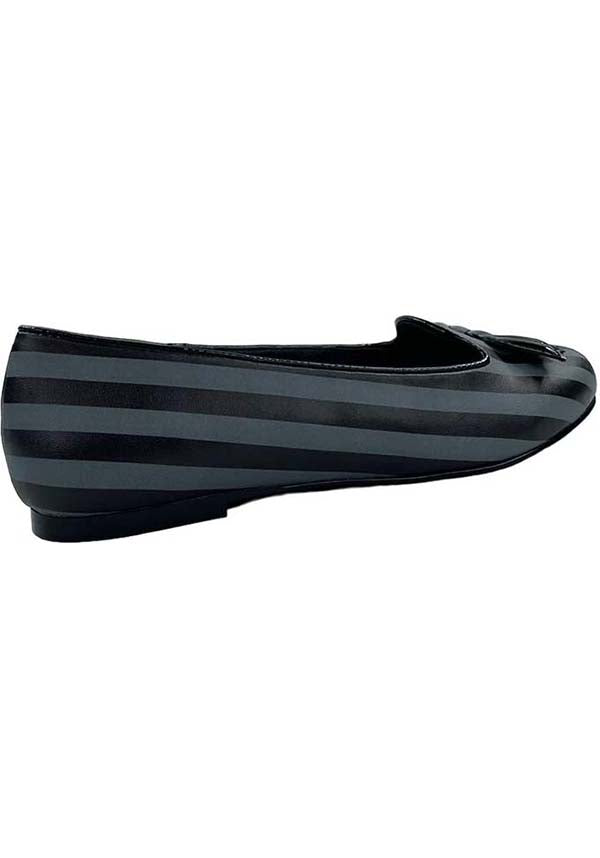 Strangecvlt's Stylish Grey/Black Striped Lydia Bat Flats