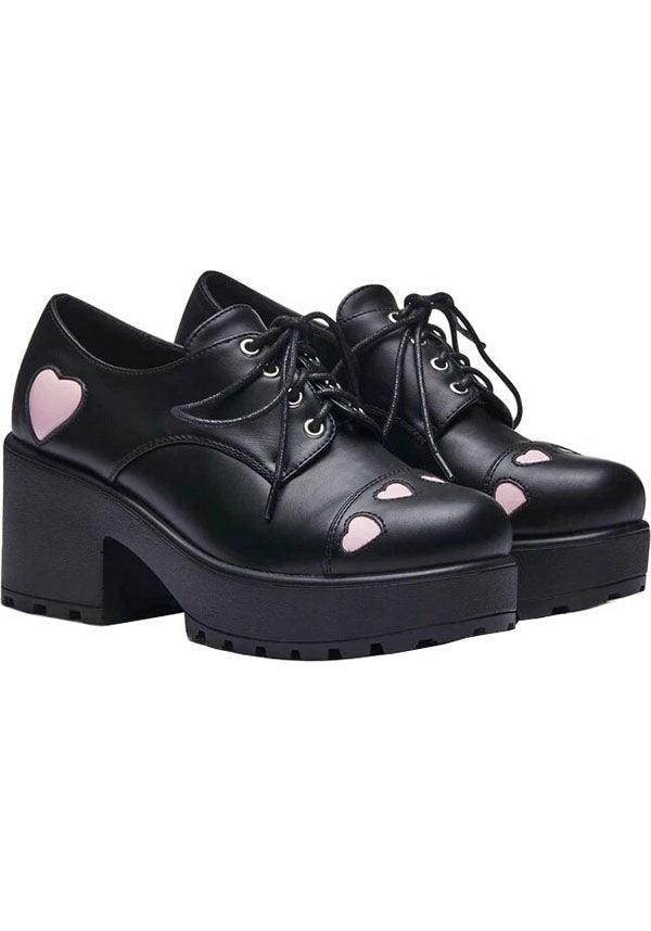 Tennin Heart Platform Shoes with Pink Heart Detailing