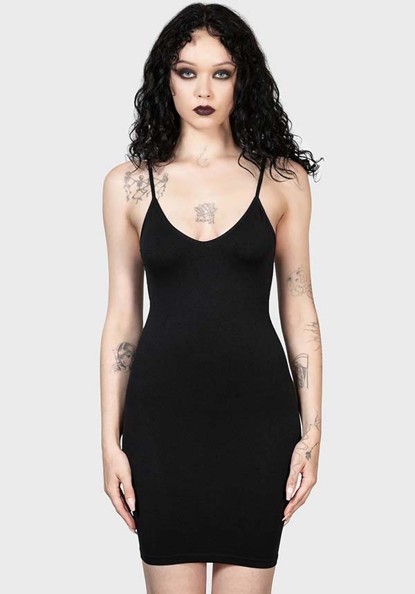 Sultrate Adjustable Straps V-Neck Stretch Slip Dress