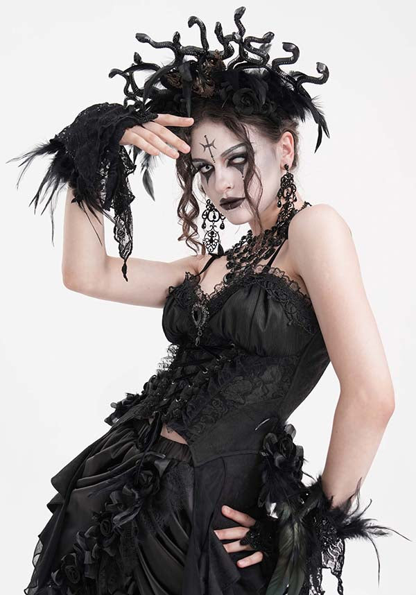 Devil Fashion Laced Briar Gothic Corset Top for Dark Romantics