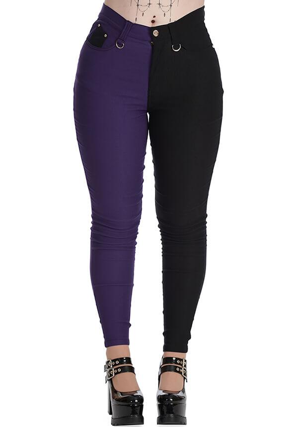 Bailey Purple and Black Half-and-Half Casual Goth Pants