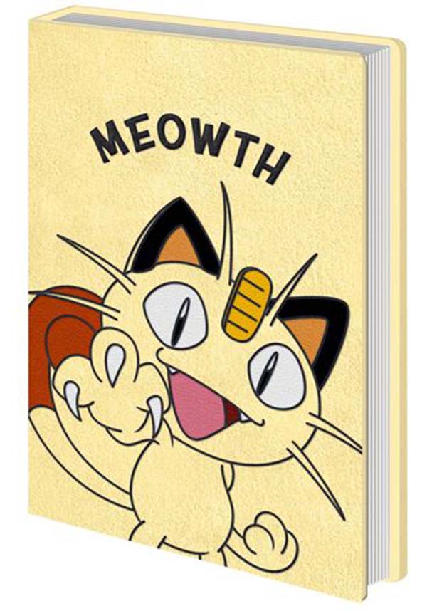 Pokemon Meowth Themed Plush Covered Notebook - Ideal for Pokemon Fans and Stationery Lovers