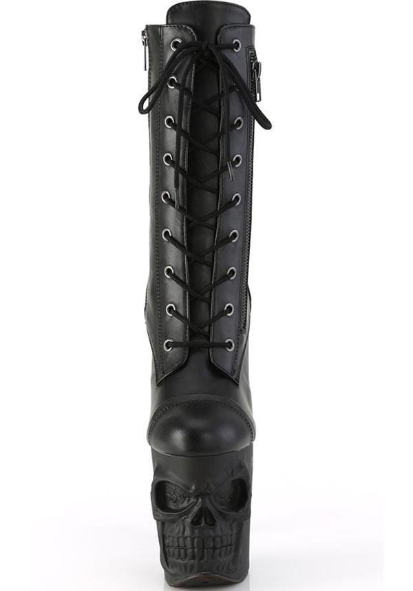 PREORDER: RAPTURE-1047 Black Faux Leather Platform Mid-Calf Boots