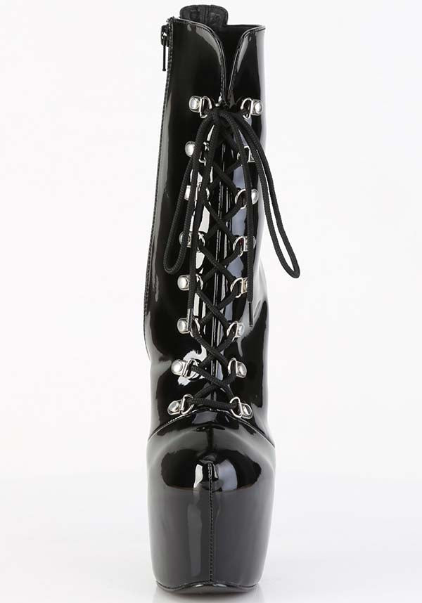 JUBILANT-1014 Black Patent Platform Ankle Boots for Pre - order