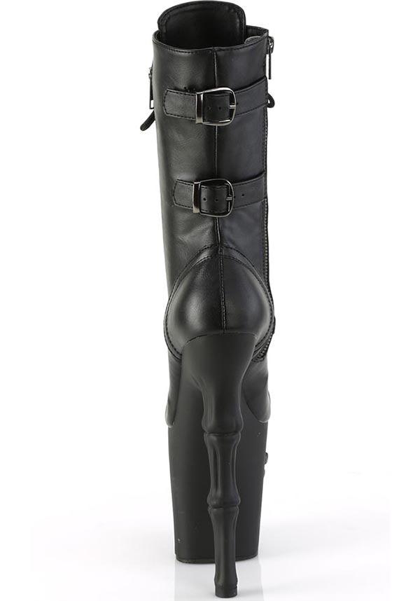 PREORDER: RAPTURE-1047 Black Faux Leather Platform Mid-Calf Boots