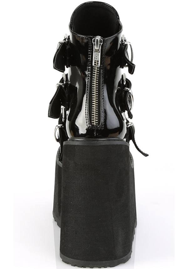 Black Patent Platform Ankle Boots - Demonia SWING - 105 (Pre - order)