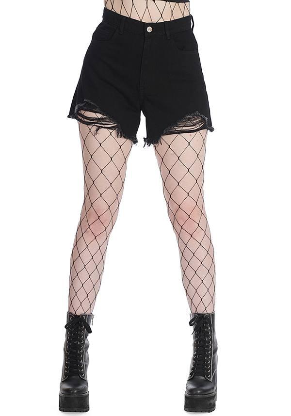 Blackwell Women's Ripped Denim Shorts for a Goth Look