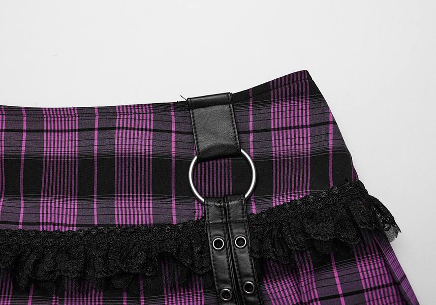 Quinn Magenta and Black Tartan Mini Skirt for Women - A Fashionable and Versatile Bottom Wear