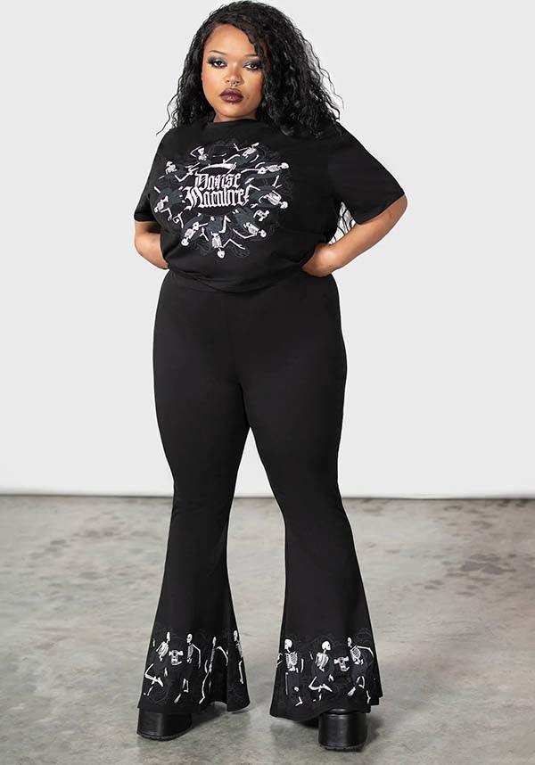 La Danse Flared Cotton Pants with Skeleton Print