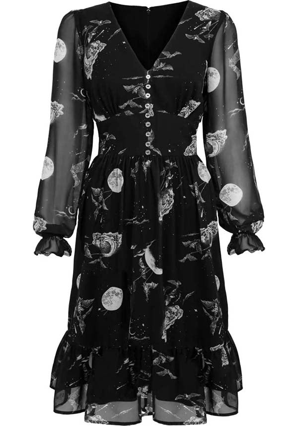 Hell Bunny's Celestial Mini Dress with Star Sign Graphics