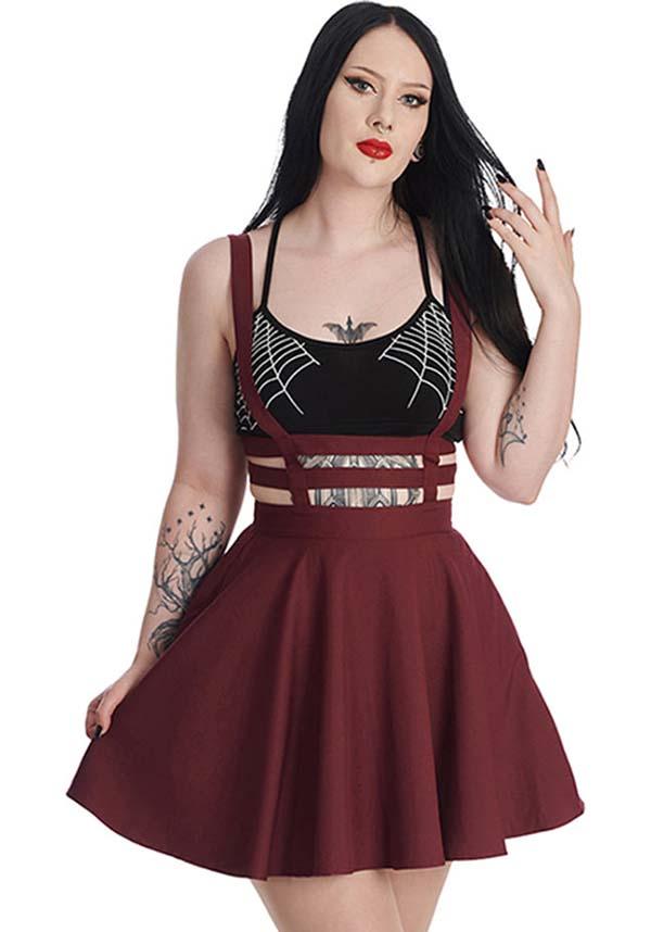 Edgy Burgundy Suspender Lolita Skirt for Punk Fashion Lovers