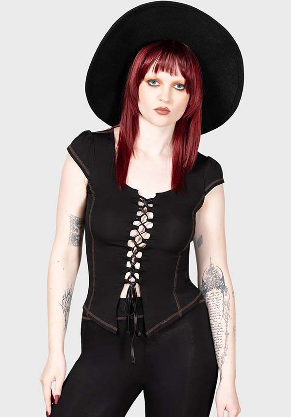 Soft and Stretch Midsummer Maypole Top with Tie Front Detail