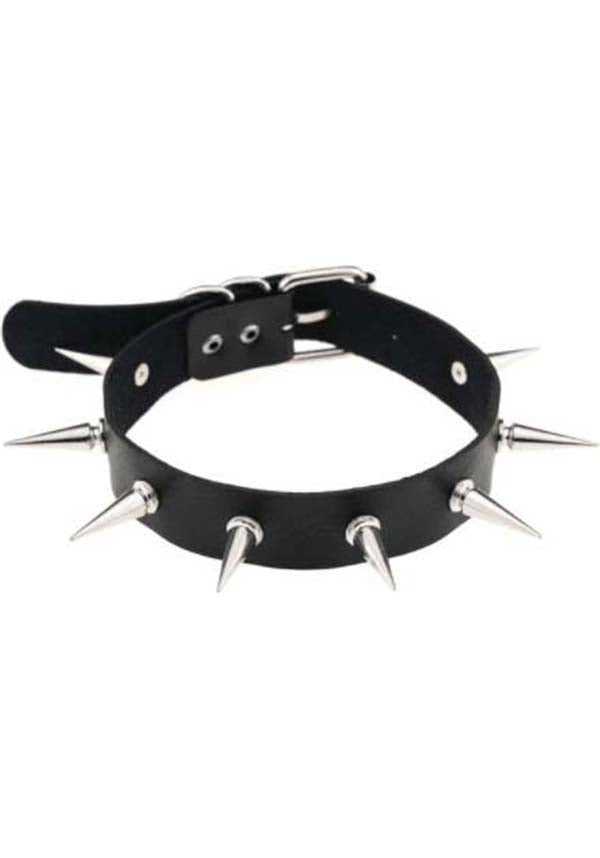 Black Wan Wan Fierce Spiked Choker for a Bold Look