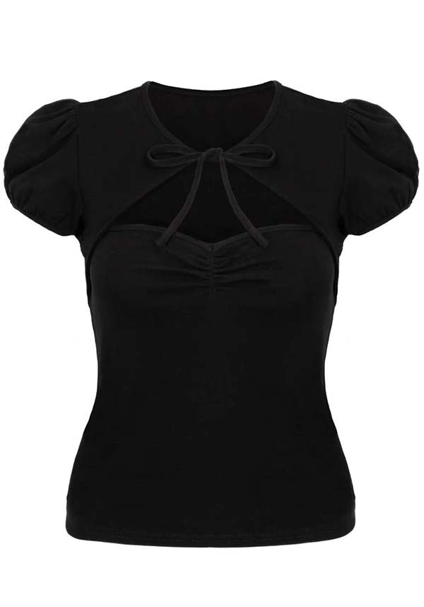 Hell Bunny Priscilla Women's Vintage-inspired Soft Black Jersey Top