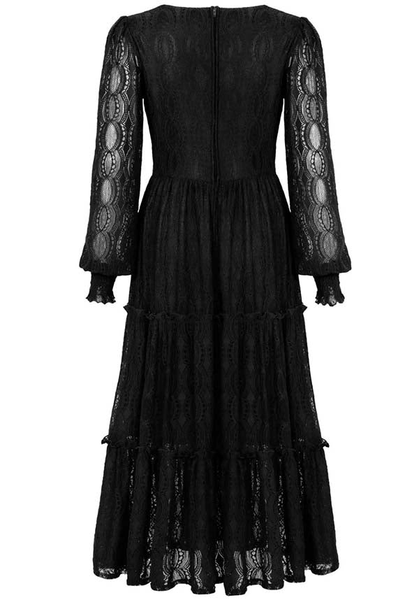 Hell Bunny Rhea Gothic-Style Black Lace Maxi Dress for Elegant Occasions