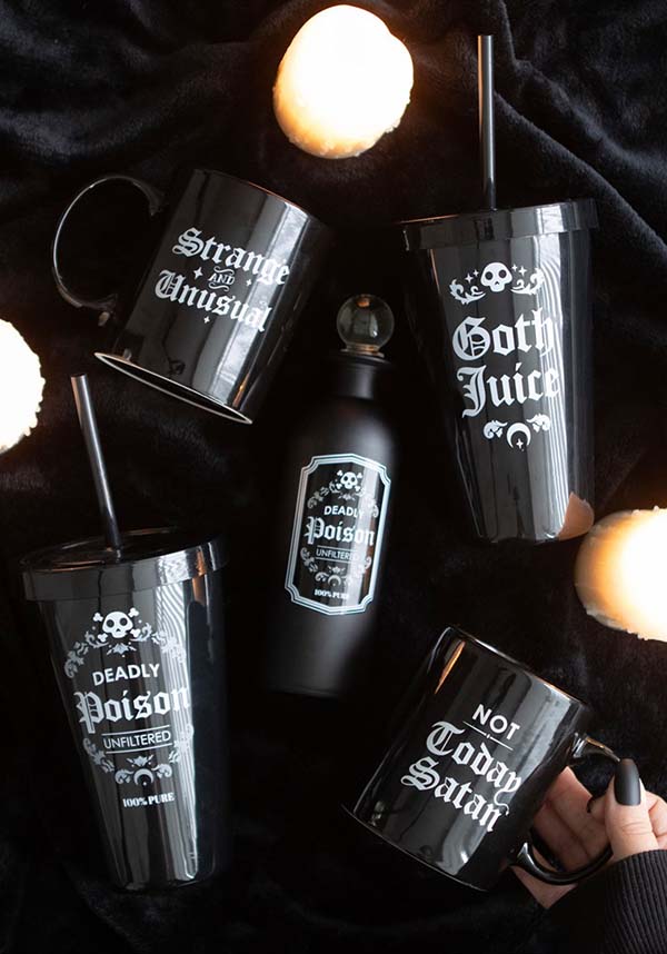 Sleek Black Plastic Tumbler with Striking 'Deadly Poison' Design