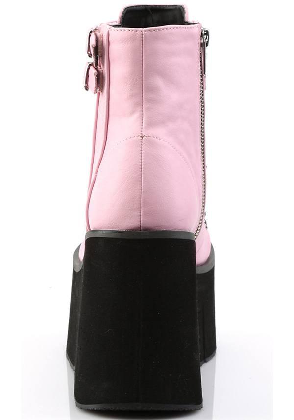 Demonia Pre - order Baby Pink KERA - 21 Platform Lace - Up Ankle Boots