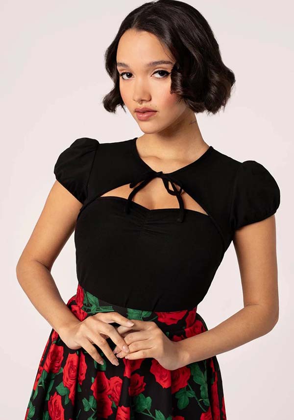 Hell Bunny Priscilla Women's Vintage-inspired Soft Black Jersey Top