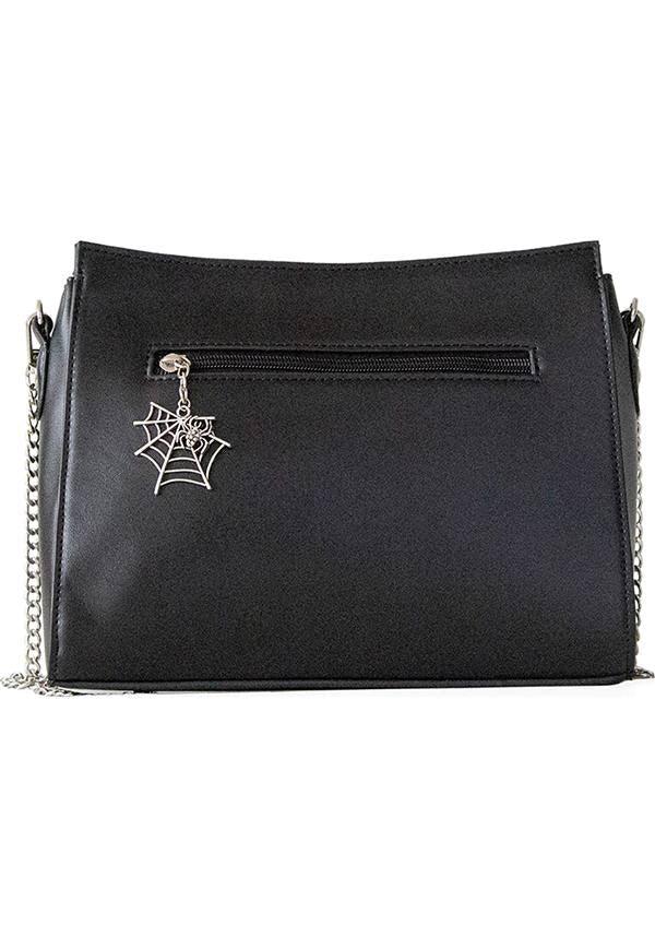 Mabris Spooky Cute Spiderweb Design Vegan Shoulder Bag for Everyday Use