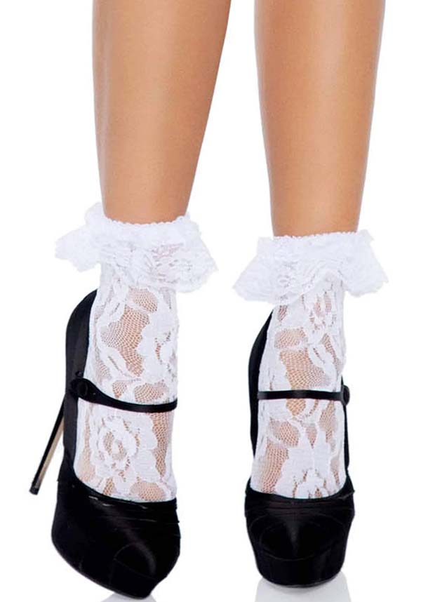 Liora White Socks with Elegant Ruffle Cuffs