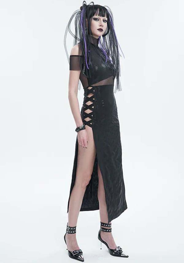 Cyberpunk-Inspired Dystopian Future MIDI Dress for Bold Fashion Statements