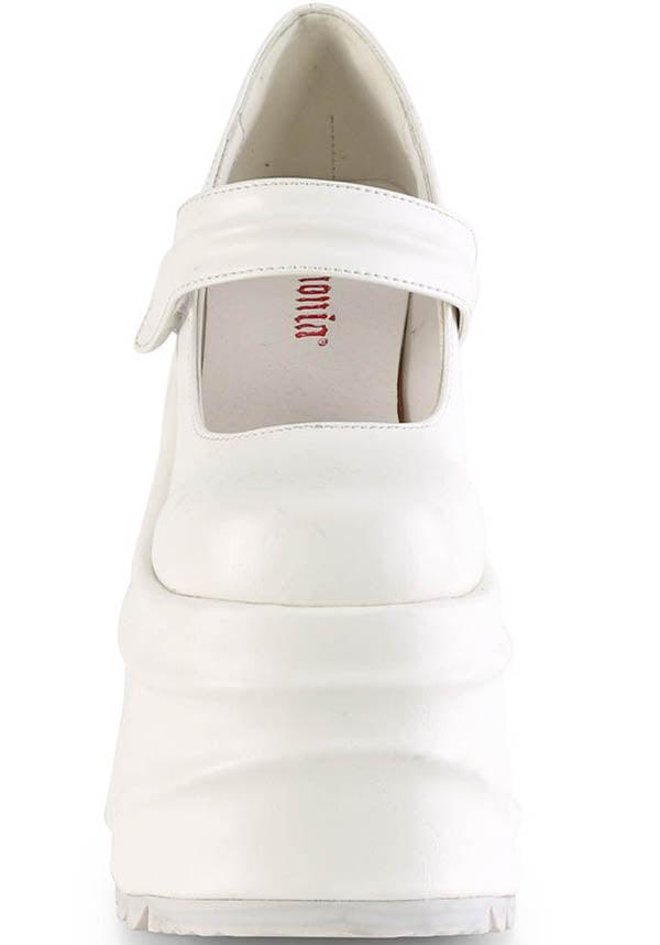 PREORDER: White WAVE-32 Wedge Platform Mary Janes
