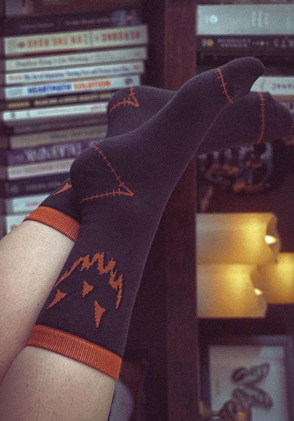 Halloween Jack-O-Lantern Design Cotton Socks for Unisex