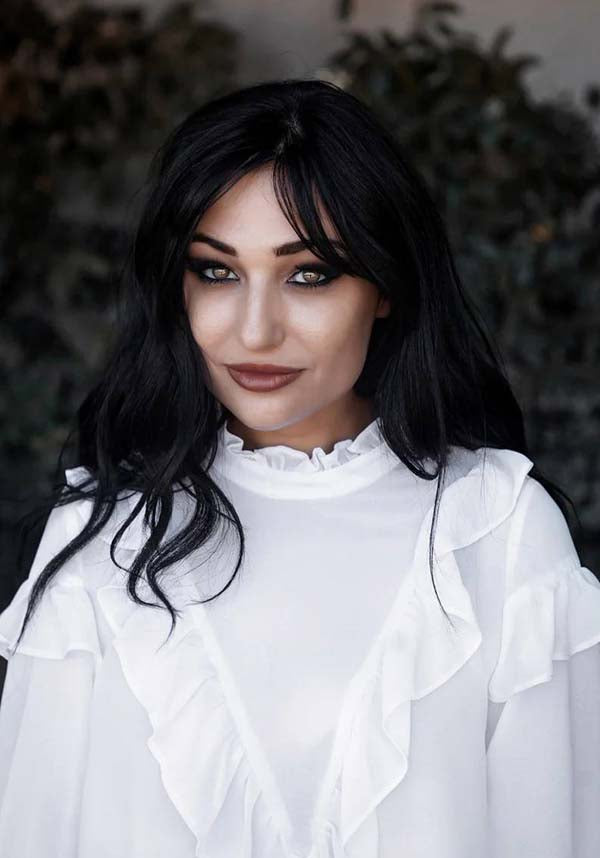 Vintage-Inspired Phantasm Long Sleeve Chiffon Top