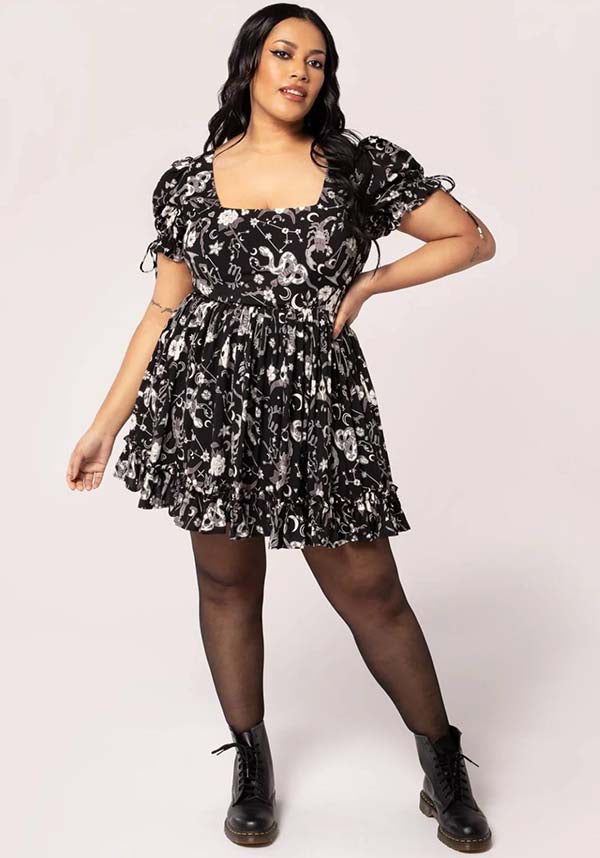 Hell Bunny Cosmic Star Sign Soft Viscose Mini Dress